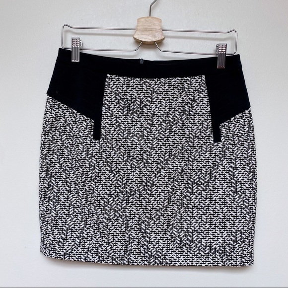 Comptoir Des Cotonniers Tweed & Leather Skirt - Picture 1 of 5